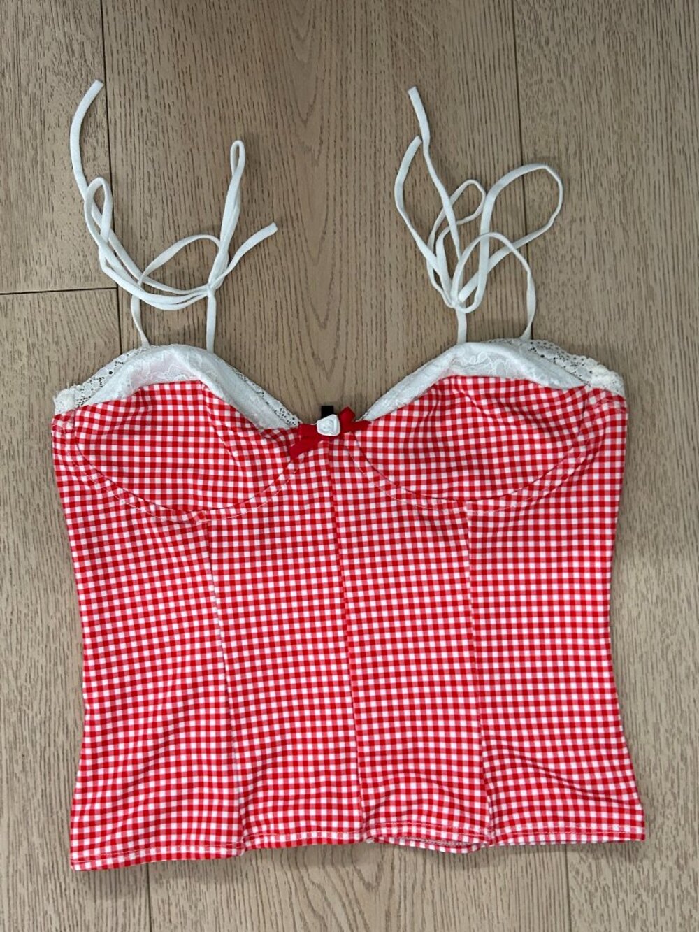 Edikted Peekaboo Lacey Gingham Corset